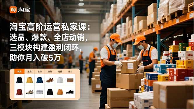 淘宝高阶运营私家课：选品、爆款、全店动销，三模块构建盈利闭环，助你月入破5万(更新12月-百盟网