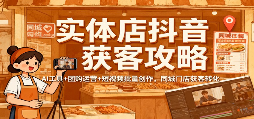 实体店抖音获客攻略：AI工具+团购运营+短视频批量创作，同城门店获客转化-百盟网