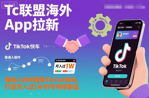Tc联盟海外App拉新:普通人如何搭乘TikTok快车,打造月入过1W的可持续副业-百盟网