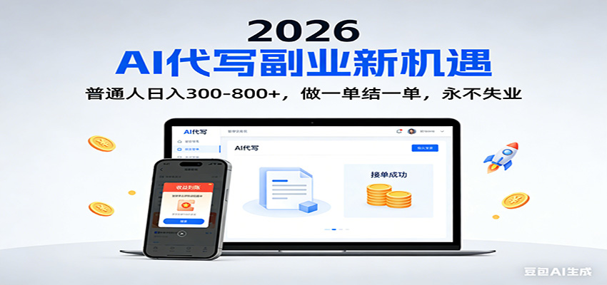 2026 副业首选!AI 代写日入 300-800,普通人0门槛,做一单结一单!-百盟网