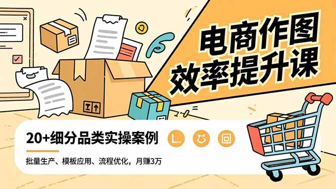 电商作图效率提升课，批量生产、模板应用、流程优化，20+细分品类实操案例，月赚3万-百盟网