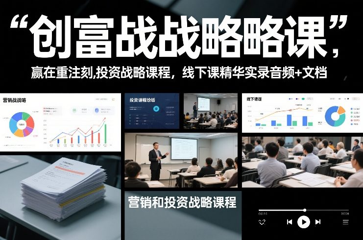 创富战略课，赢在重注时刻，营销和投资战略课程，线下课精华实录音频+文档-百盟网