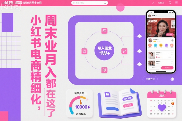 小红书电商精细化运营全流程,周末副业月入1W+,全套方法都在这了-百盟网