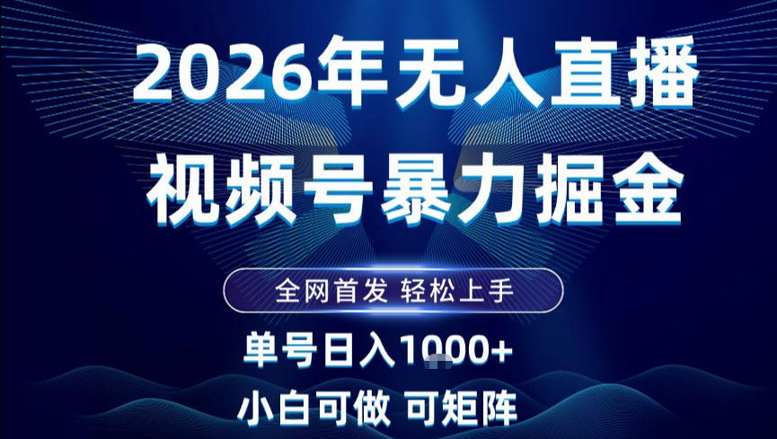 2026最新视频号无人直播掘金，全网首发，小白可以玩，长期稳定日入1k+【揭秘】-百盟网