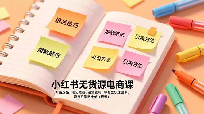 小红书无货源电商课,开店选品、笔记搬运、运营变现,零基础快速出单,稳定日销数十单(更新-百盟网