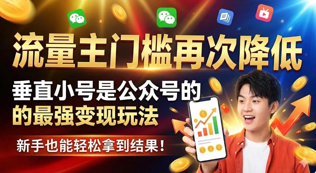 流量主门槛再次降低，垂直小号是公众号的最强变现玩法，新手也能轻松拿到结果-百盟网