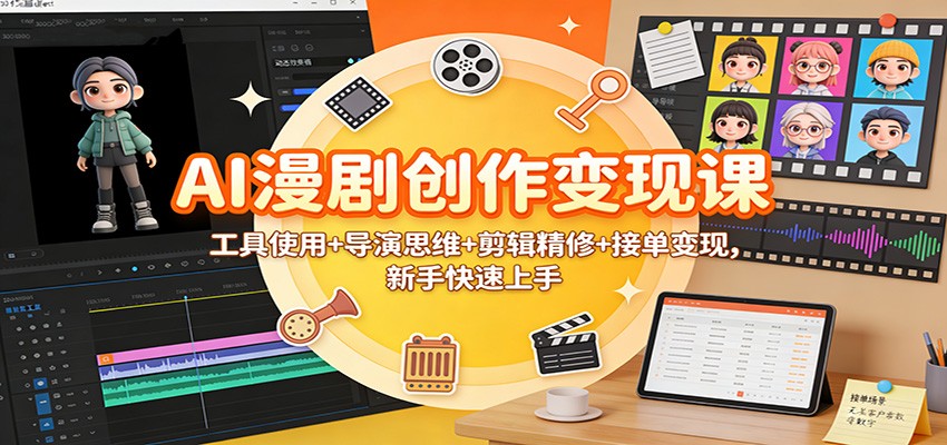 AI漫剧创作变现课：工具使用+导演思维+剪辑精修+接单变现，新手快速上手-百盟网