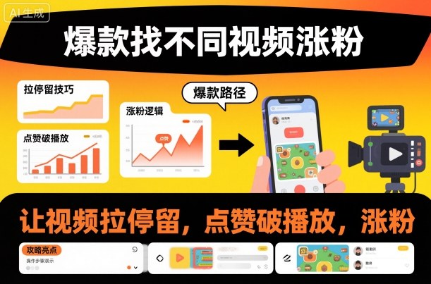 爆款找不同视频涨粉,让视频拉停留,实现点赞,破播放,涨粉-百盟网