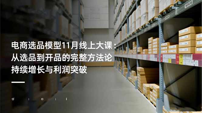 电商选品模型11月线上大课:从选品到开品的完整方法论 持续增长与利润突破-百盟网