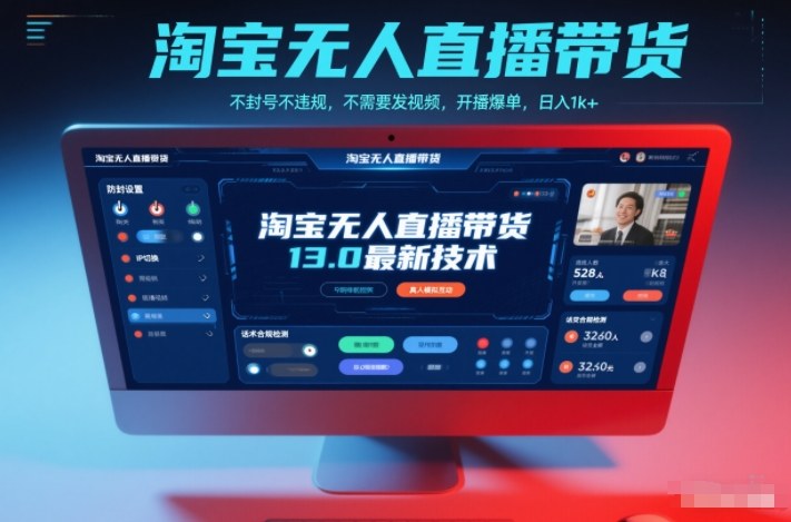 淘宝无人直播带货13.0最新技术，不封号不违规，不需要发视频，开播爆单，日入1k+【揭秘】-百盟网