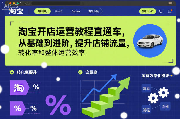 淘宝开店运营教程直通车,从基础到进阶,提升店铺流量,转化率和整体运营效率(更新11月)-百盟网
