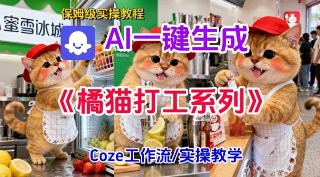 Coze扣子工作流一键生成胖橘猫打工短视频，保姆级实操搭建教学-百盟网