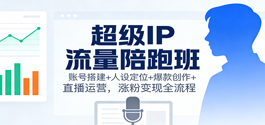 超级IP流量陪跑班：账号搭建+人设定位+爆款创作+直播运营，涨粉变现全流程-百盟网